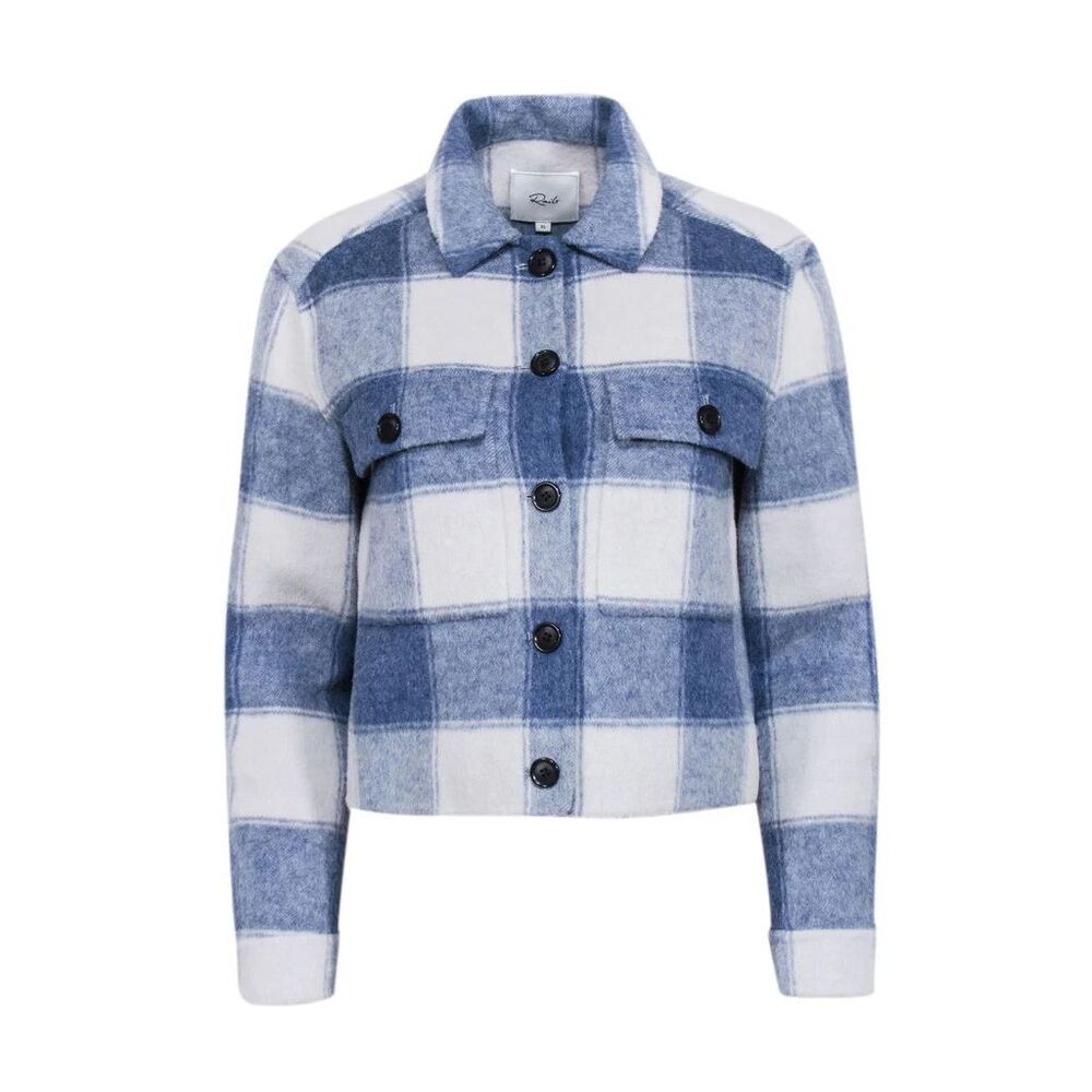 Rails Cropped Jacket Steffi NWOT Plaid Wool Alpaca Blend Button Front Blue Off W